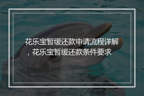 花乐宝暂缓还款申请流程详解，花乐宝暂缓还款条件要求