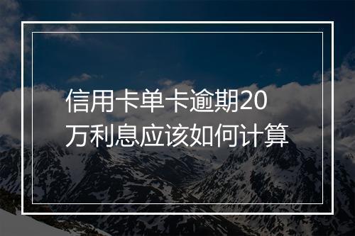 信用卡单卡逾期20万利息应该如何计算