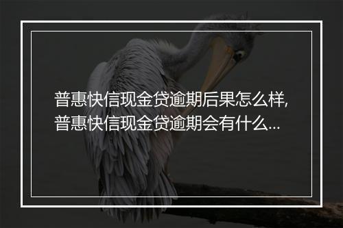普惠快信现金贷逾期后果怎么样,普惠快信现金贷逾期会有什么后果