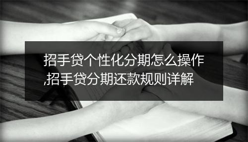 招手贷个性化分期怎么操作,招手贷分期还款规则详解
