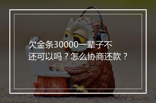 欠金条30000一辈子不还可以吗？怎么协商还款？