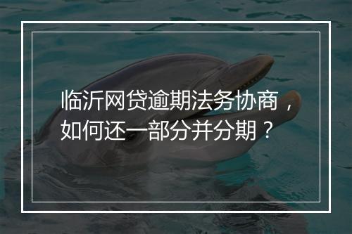 临沂网贷逾期法务协商，如何还一部分并分期？