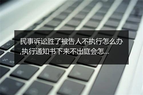 民事诉讼胜了被告人不执行怎么办,执行通知书下来不出庭会怎么样