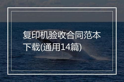 复印机验收合同范本下载(通用14篇)
