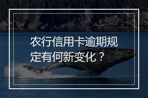 农行信用卡逾期规定有何新变化？