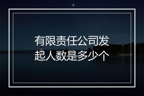 有限责任公司发起人数是多少个