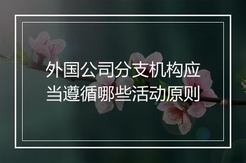 外国公司分支机构应当遵循哪些活动原则