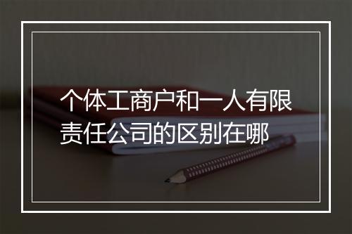 个体工商户和一人有限责任公司的区别在哪