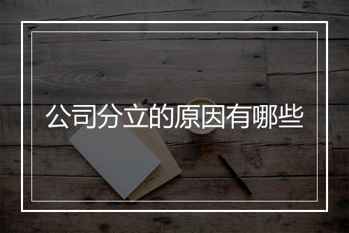 公司分立的原因有哪些
