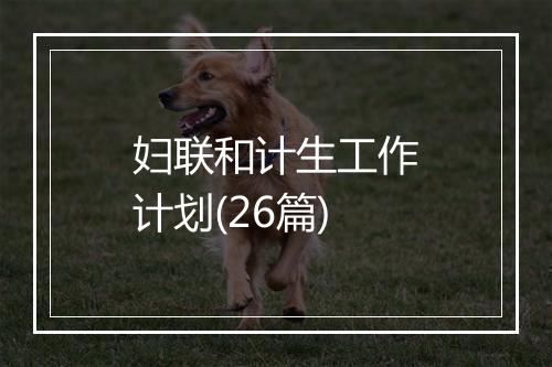 妇联和计生工作计划(26篇)