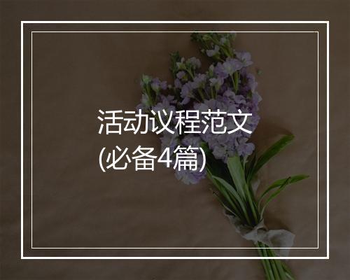活动议程范文(必备4篇)