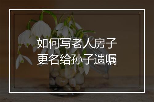 如何写老人房子更名给孙子遗嘱
