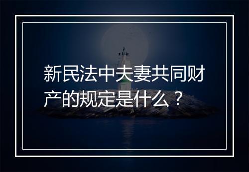 新民法中夫妻共同财产的规定是什么？