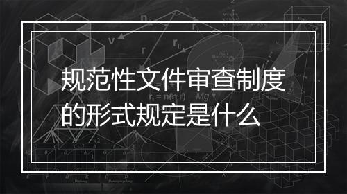 规范性文件审查制度的形式规定是什么