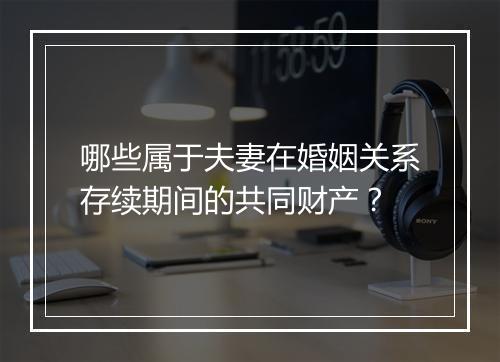 哪些属于夫妻在婚姻关系存续期间的共同财产？