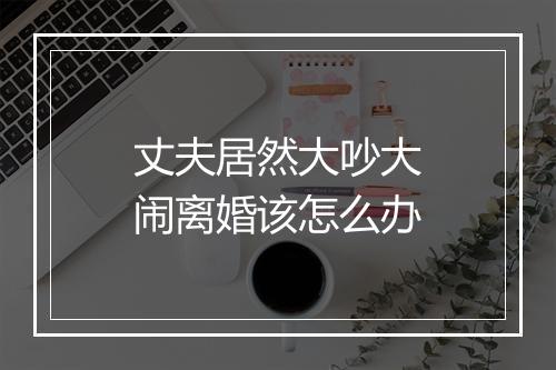 丈夫居然大吵大闹离婚该怎么办
