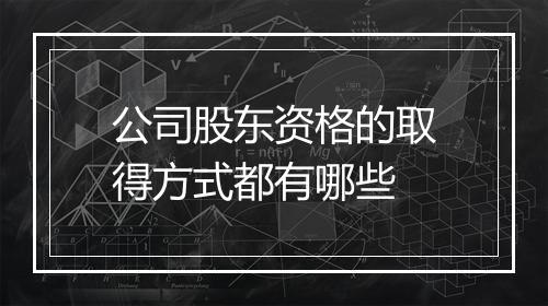 公司股东资格的取得方式都有哪些