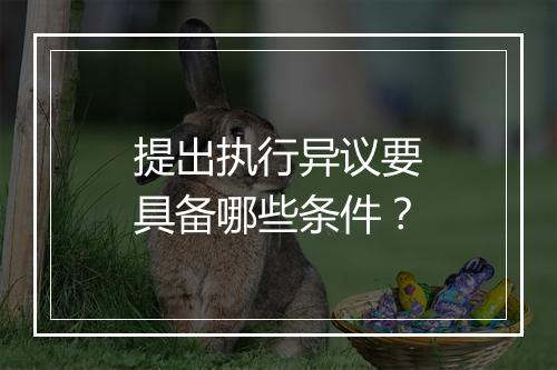 提出执行异议要具备哪些条件？