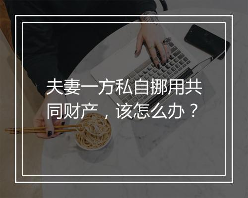 夫妻一方私自挪用共同财产，该怎么办？