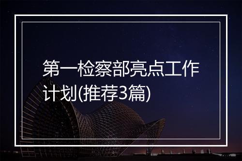 第一检察部亮点工作计划(推荐3篇)