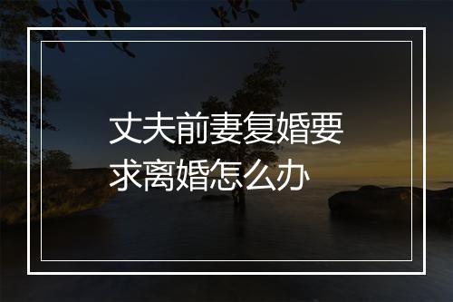 丈夫前妻复婚要求离婚怎么办