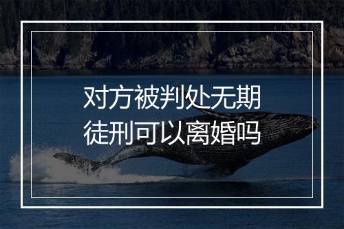 对方被判处无期徒刑可以离婚吗