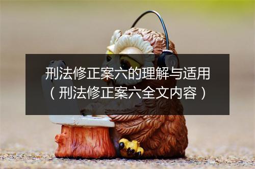 刑法修正案六的理解与适用（刑法修正案六全文内容）