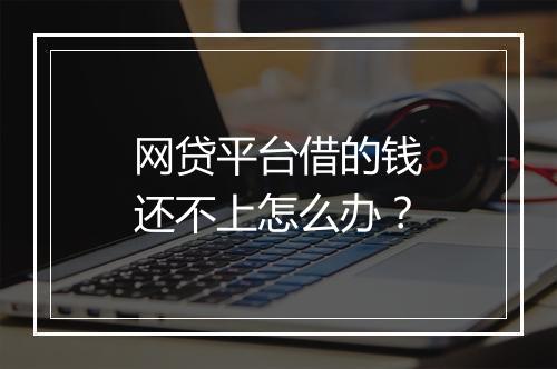 网贷平台借的钱还不上怎么办？
