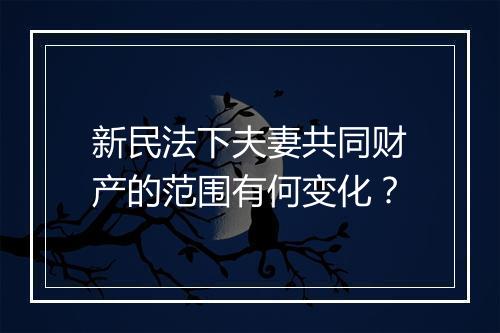 新民法下夫妻共同财产的范围有何变化？