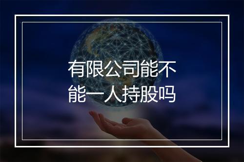 有限公司能不能一人持股吗