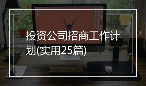 投资公司招商工作计划(实用25篇)