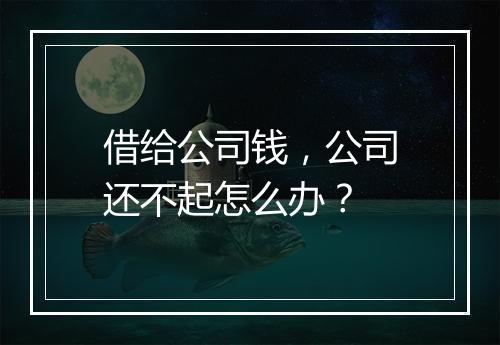 借给公司钱，公司还不起怎么办？