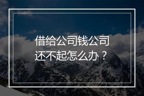 借给公司钱公司还不起怎么办？