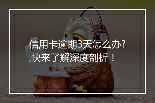信用卡逾期3天怎么办?,快来了解深度剖析！