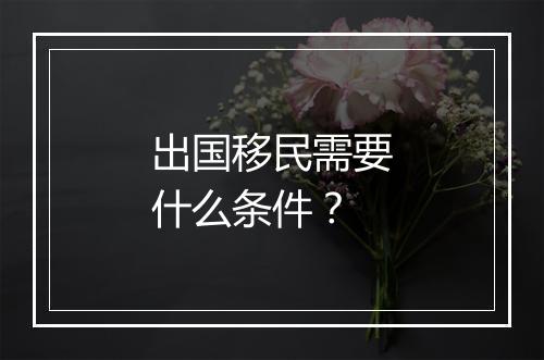 出国移民需要什么条件？