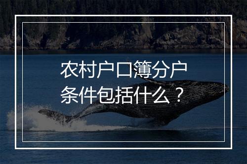 农村户口簿分户条件包括什么？