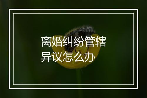 离婚纠纷管辖异议怎么办
