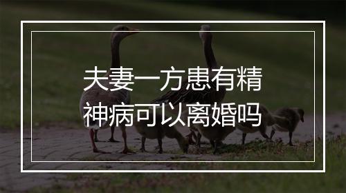 夫妻一方患有精神病可以离婚吗
