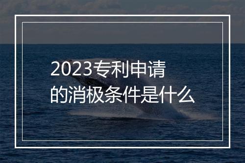 2023专利申请的消极条件是什么
