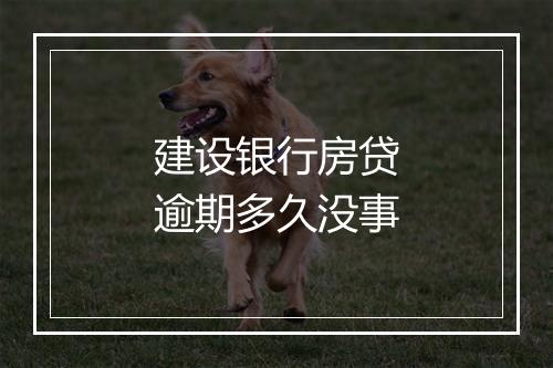 建设银行房贷逾期多久没事