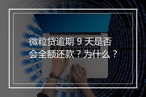 微粒贷逾期 9 天是否会全额还款？为什么？