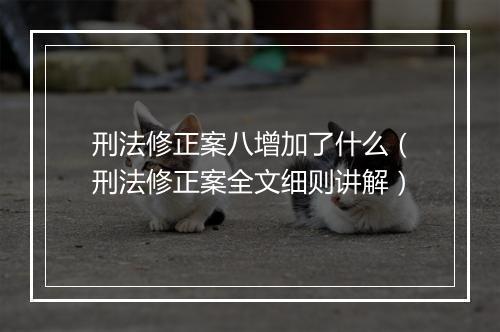 刑法修正案八增加了什么（刑法修正案全文细则讲解）