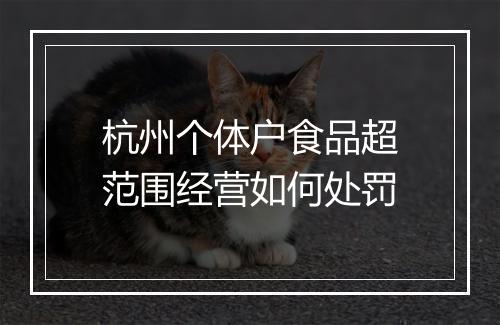 杭州个体户食品超范围经营如何处罚