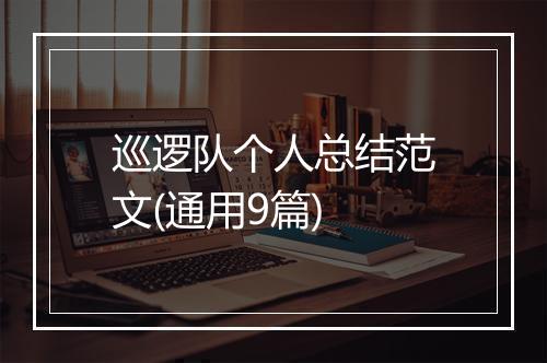 巡逻队个人总结范文(通用9篇)