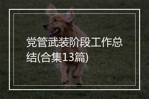 党管武装阶段工作总结(合集13篇)