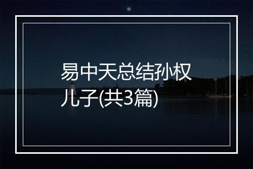 易中天总结孙权儿子(共3篇)