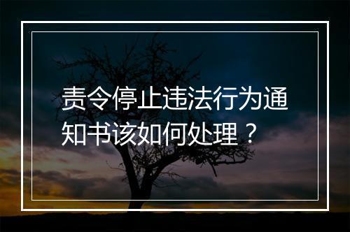 责令停止违法行为通知书该如何处理？