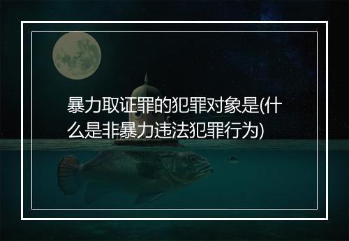暴力取证罪的犯罪对象是(什么是非暴力违法犯罪行为)