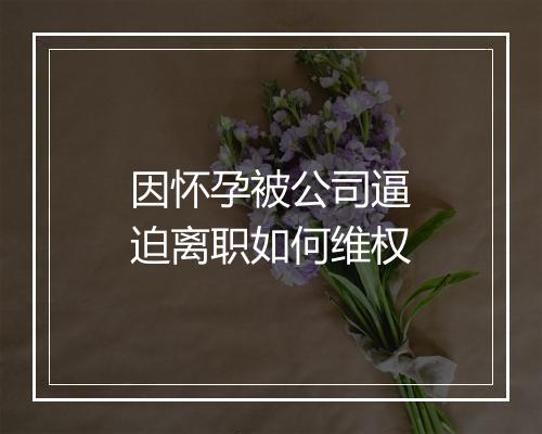 因怀孕被公司逼迫离职如何维权