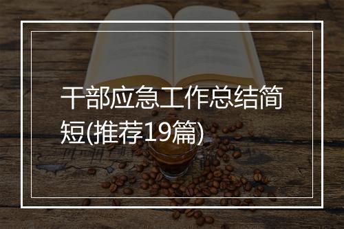干部应急工作总结简短(推荐19篇)